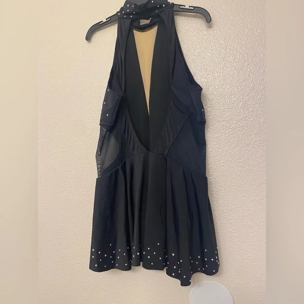 WEISSMAN Ivy Sky Dance Costume black Crystal Back Panel Dress Dress XLA adult